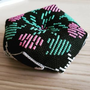 a think quick themed biscornu