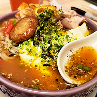 closeup of a bowl of homemade ramen