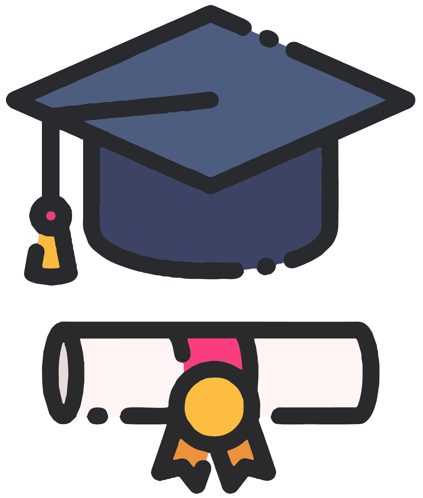 a vector image with a graduation cap and diploma